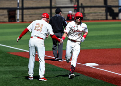 Bayram Hot Rounds third on a home run vs. Seton Hall March 8, 2026 Photo by Jared Anderson