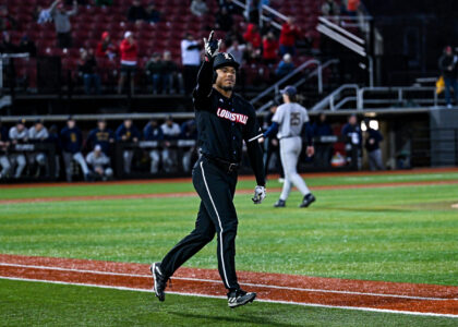 Zion Rose hits a home run vs. Notre Dame 3/13/2026 Photo by Jared Anderson