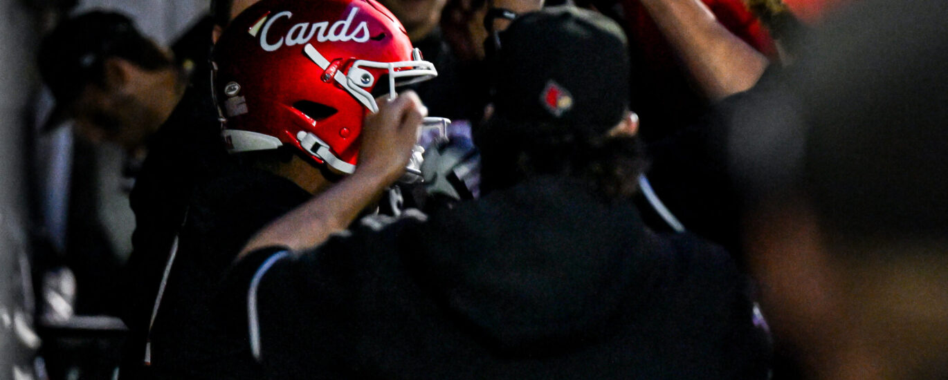 The Louisville Cardinals Home Run Helmet vs Notre Dame Photo by Jared Anderson