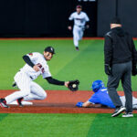 Bayram Hot tags out a Kentucky Baserunner - 04/08/2025 Photo by Jared Anderson