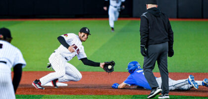 Bayram Hot tags out a Kentucky Baserunner - 04/08/2025 Photo by Jared Anderson